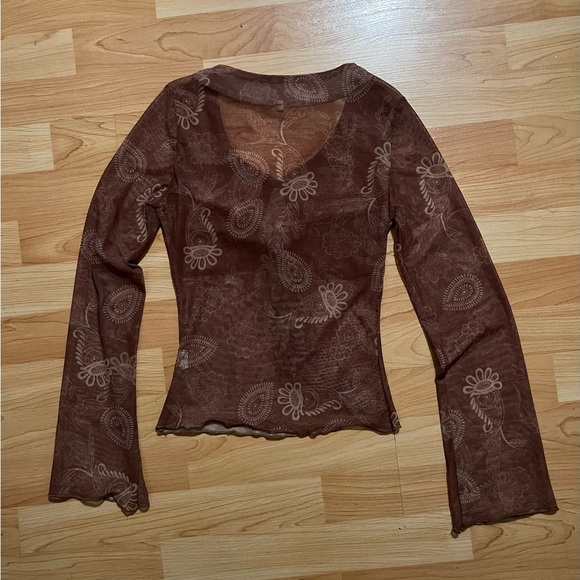 brown sheer long sleeve - Picture 3 of 3